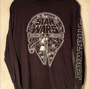 Star Wars Millennium Falcon Long Sleeve Black T-Shirt  Sz Small.